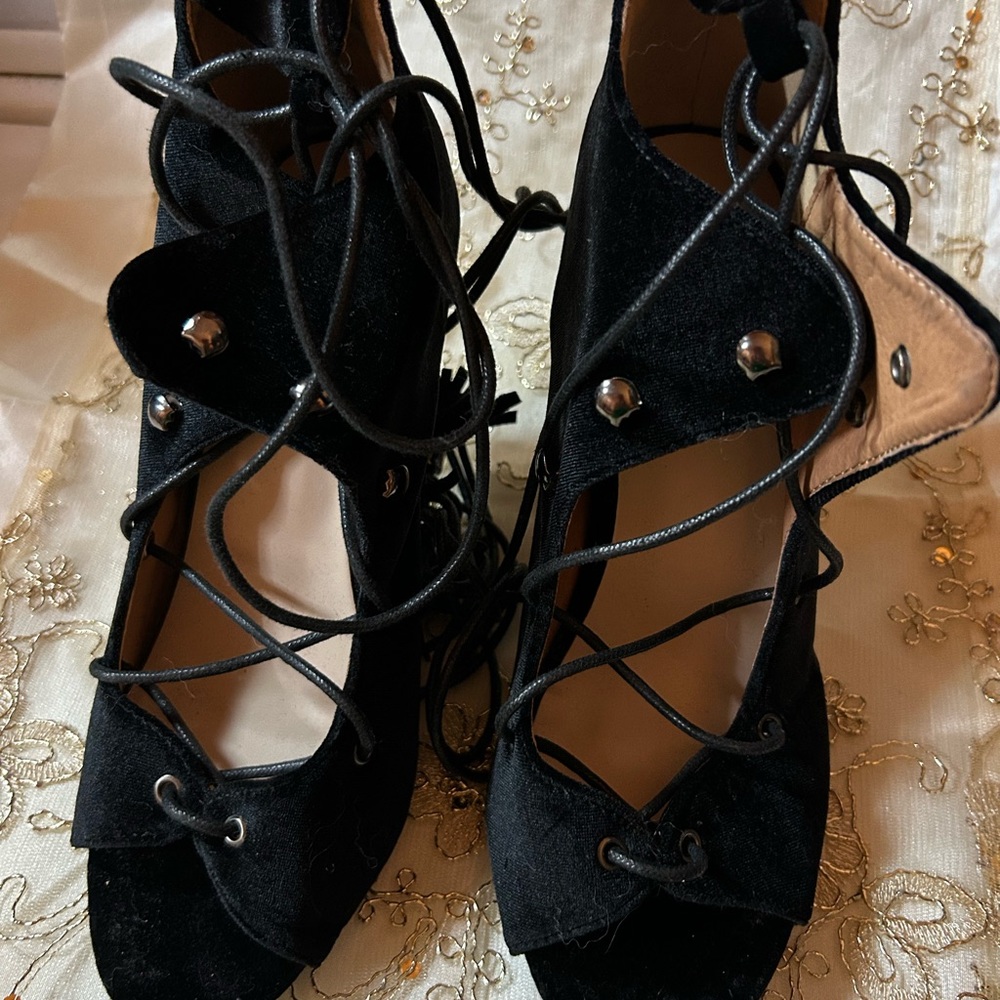 Catherine Malandrino Black Lace-Up Boots